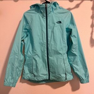 The North Face, teal raincoat
